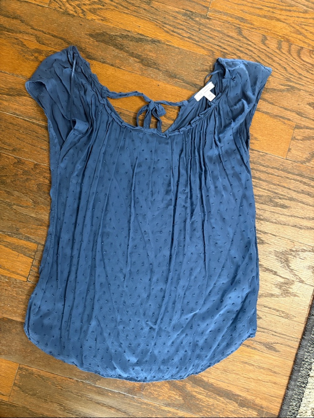 LC Lauren Conrad Navy Blue Scoop Neck Tie-Back Cap Sleeve Top